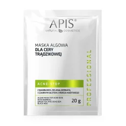Acne-stop, Maska algowa, dla cery trądzikowej z bambusem zieloną herbatą i czarnym błotem z Morza Martwego 20g