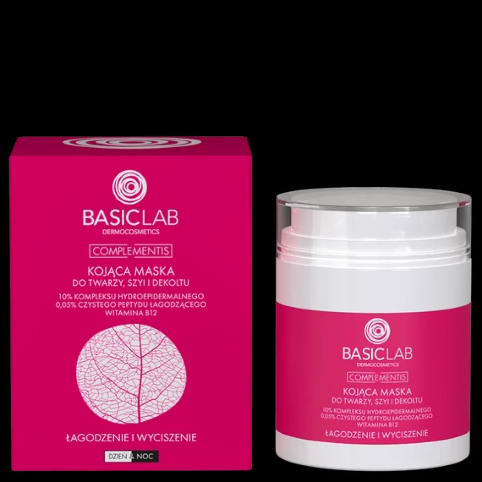 Łagodzenie i Wyciszenie Kojąca maska do twarzy, szyi i dekoltu, 10% kompleksu hydroepidermalnego, 0,05% czystego peptydu łagodzącego, witamina B1 50ml