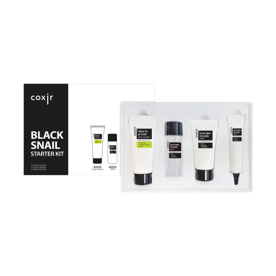 BLACK SNAIL COLLAGEN LINE Zestaw regenerujący z mucyną ślimaka i kolagenem, 30ml + 30ml + 20ml + 15ml