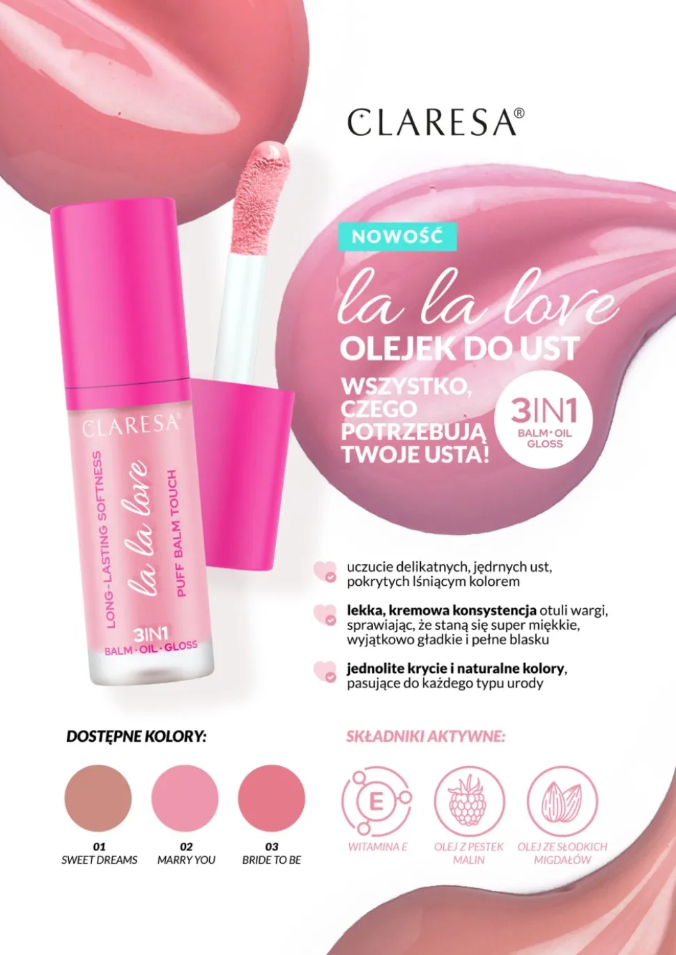 Kremowy olejek do ust Creamy Lip Oil LA LA LOVE 01 Sweet Dreams 7g