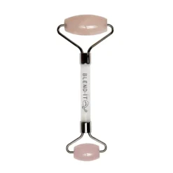 Light Rose Quartz & Silver Wałeczek do masażu twarzy z różowego i białego kwarcu