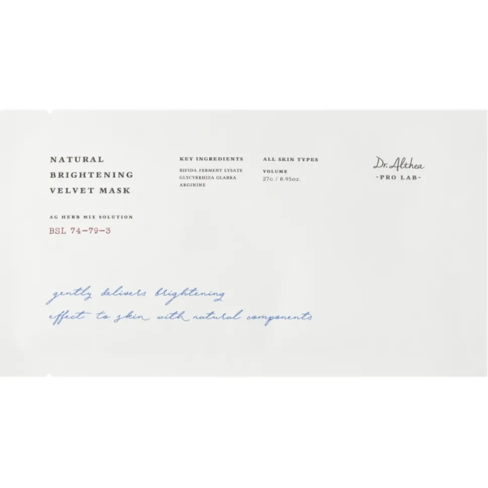 Natural Brightening Velvet Mask, 27 g - rozjaśniająca maska do twarzy w płachcie