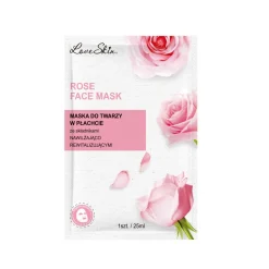 Nawilżająco-rewitalizująca maseczka pielęgnacyjna w płachcie z naturalnymi ekstraktami i kwasem hialuronowym Rose 25ml